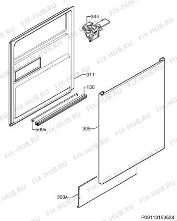 Взрыв-схема посудомоечной машины Rex Electrolux RSF6200LOX - Схема узла Door 003